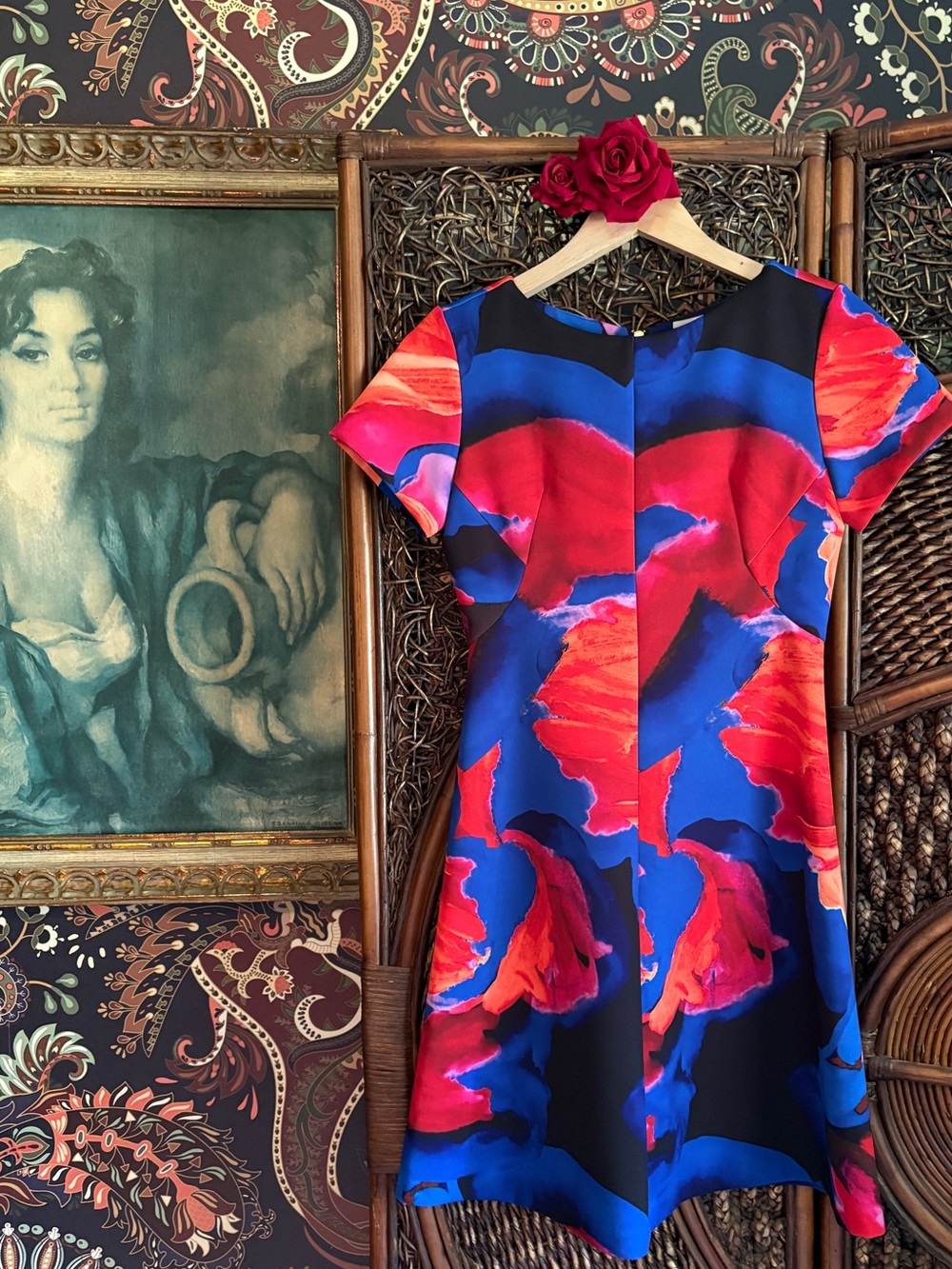 Amanda Uprichard Abstract Floral Fit & Flare Dress Size S